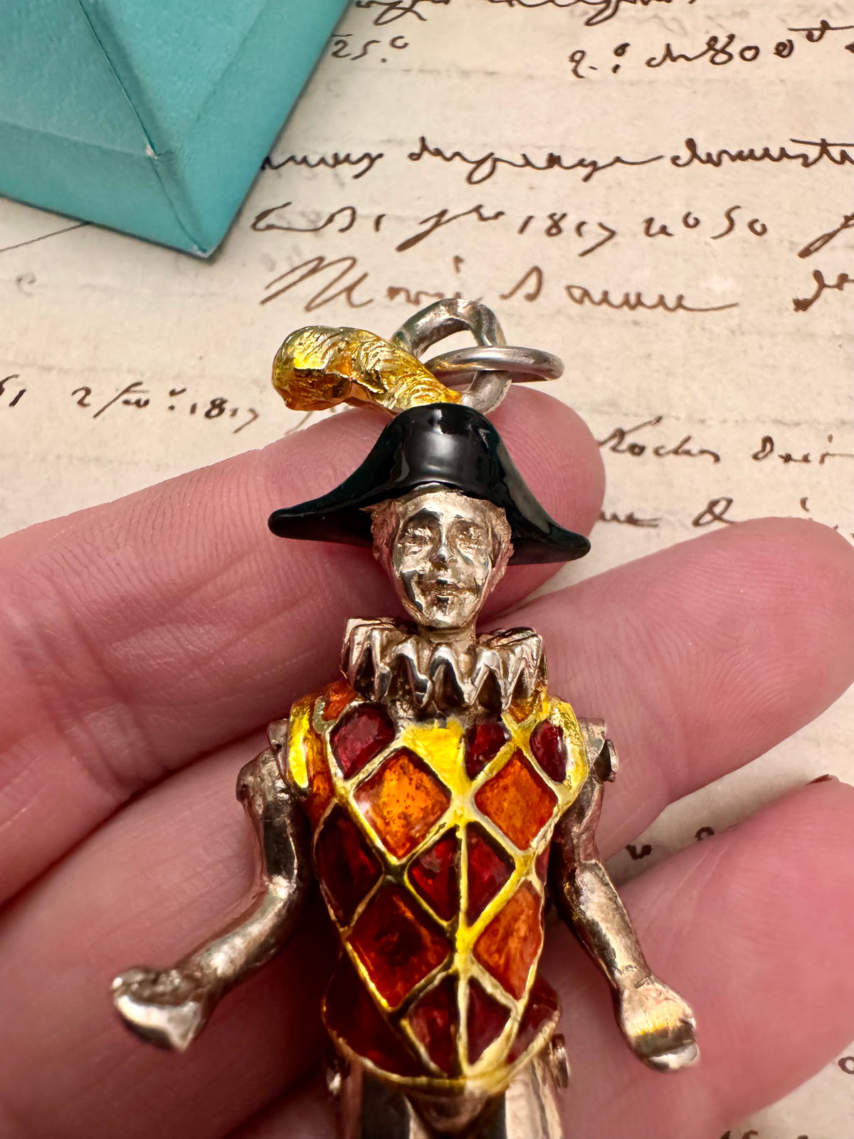 Incredibly Rare Gene Moore for Tiffany Harlequin Pendant + Carabiner