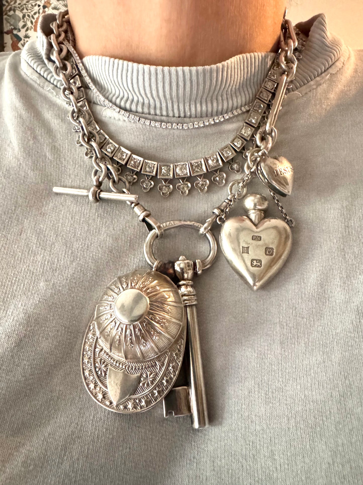 huge Tiffany sterling silver skeleton key connector