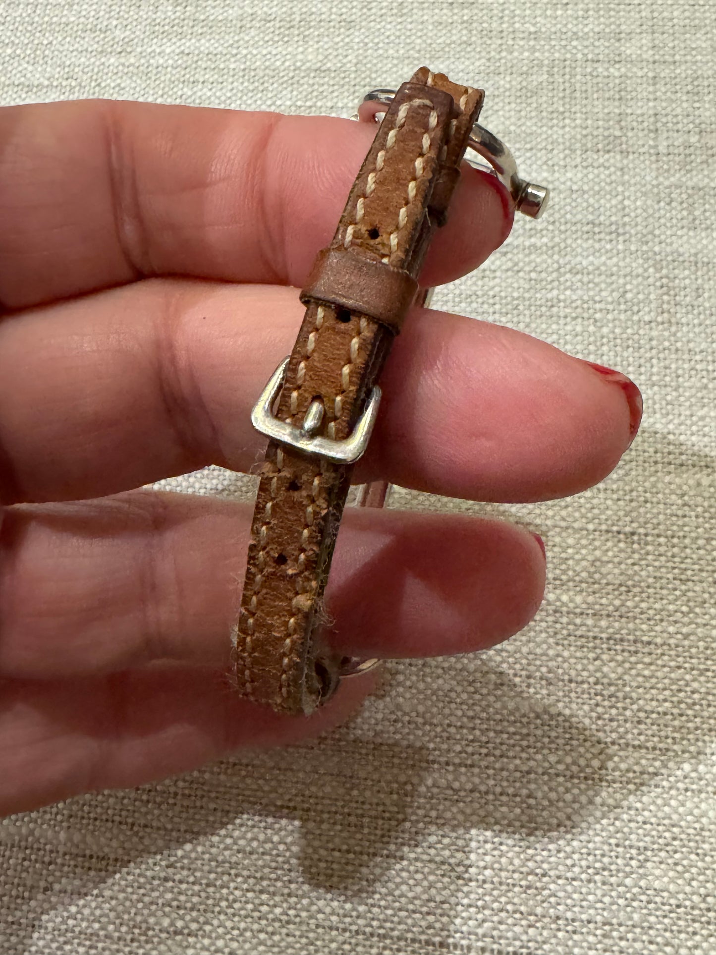Beautiful Hermes Sterling and Leather Horsebit Bracelet