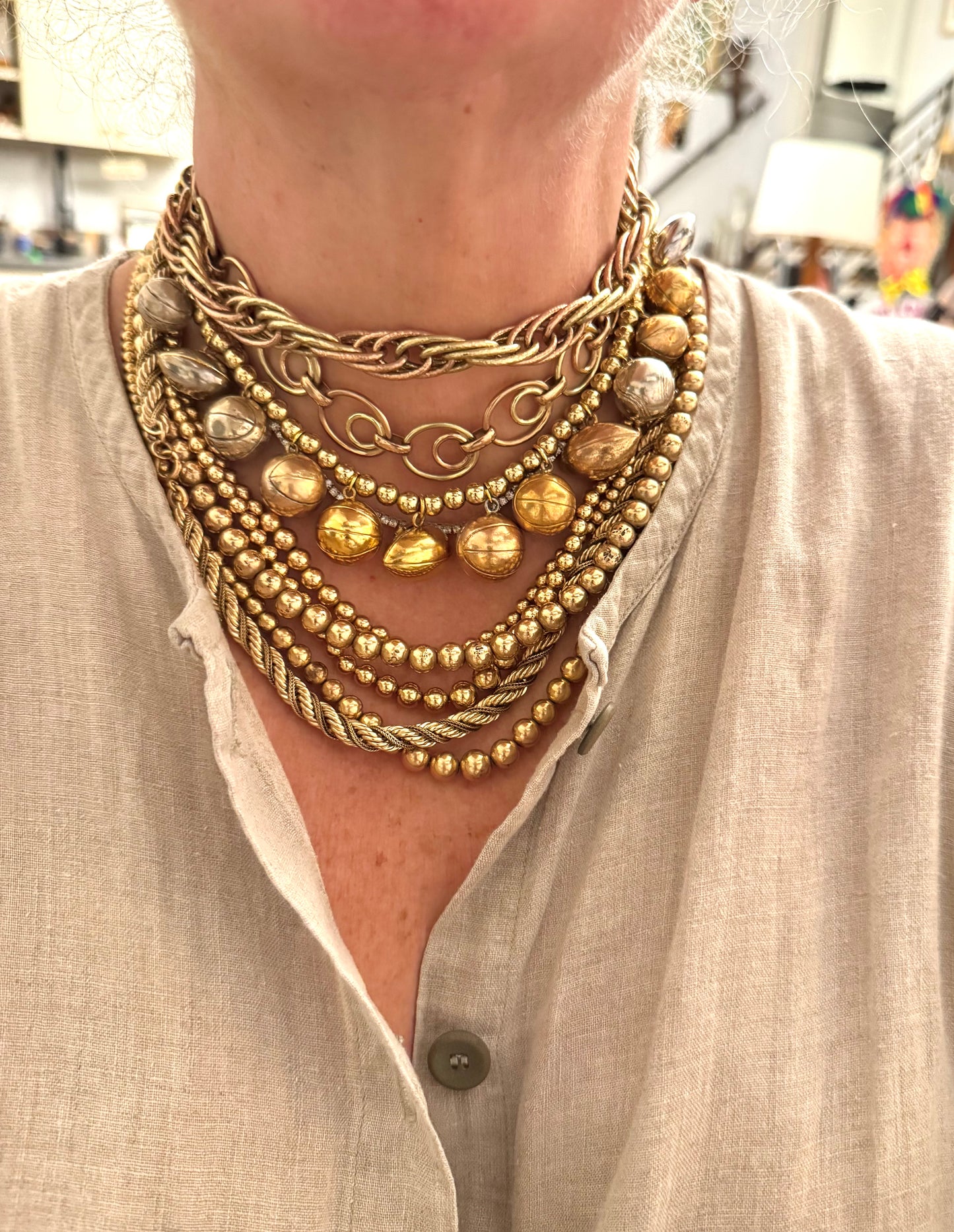 Gold Filled Sports Ball and Bead Charm Necklace
