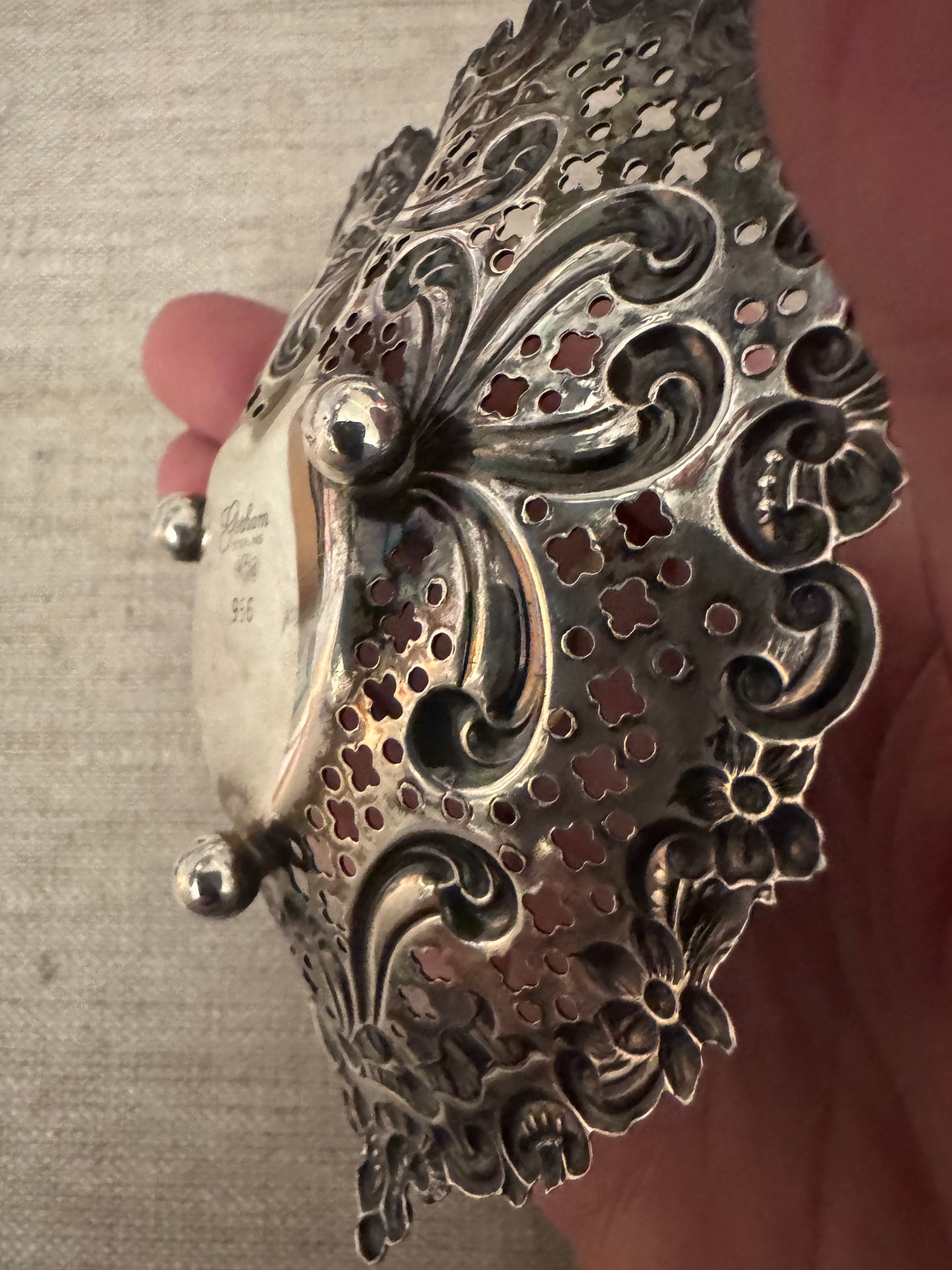 Exquisite antique Gorham Sterling Heart trinket dish