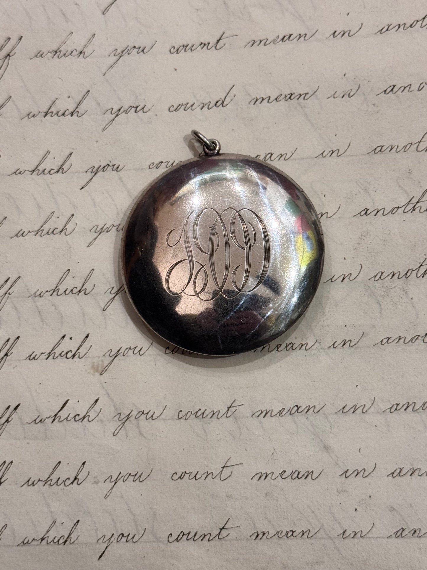 Large Silver Edwardian Round Compact