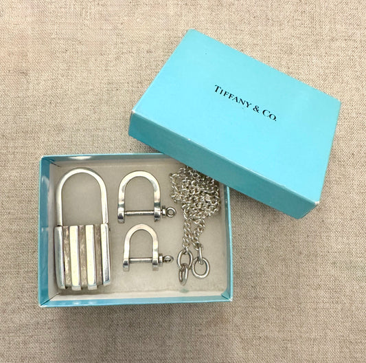 Amazing Vintage Sterling Tiffany Set with Chain Padlock and Shackles
