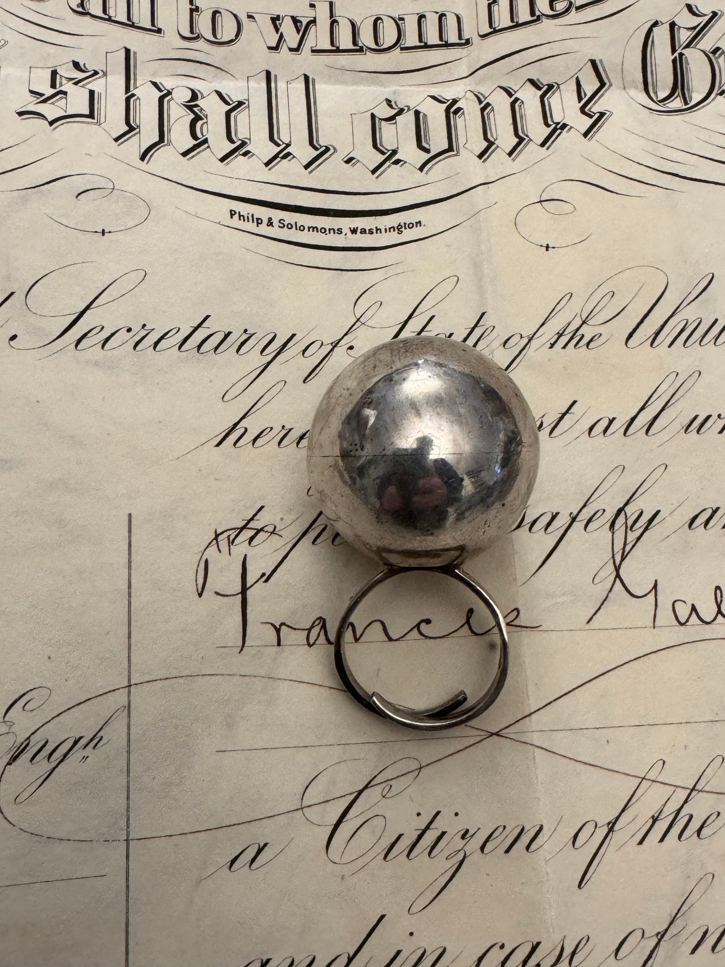 Enormous Sterling European Ball Ring