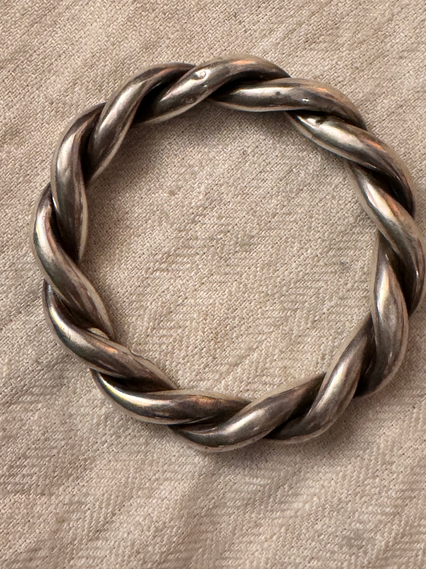 Beautiful and Rare Large Victorian Silver Rope Bangle
