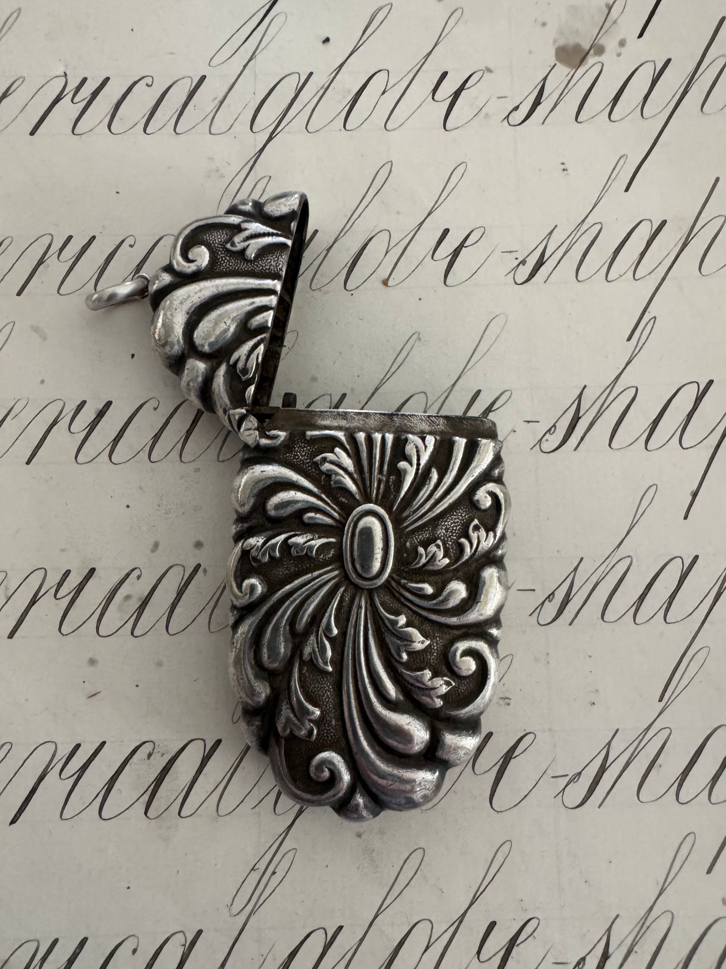 Beautiful large embossed antique match safe