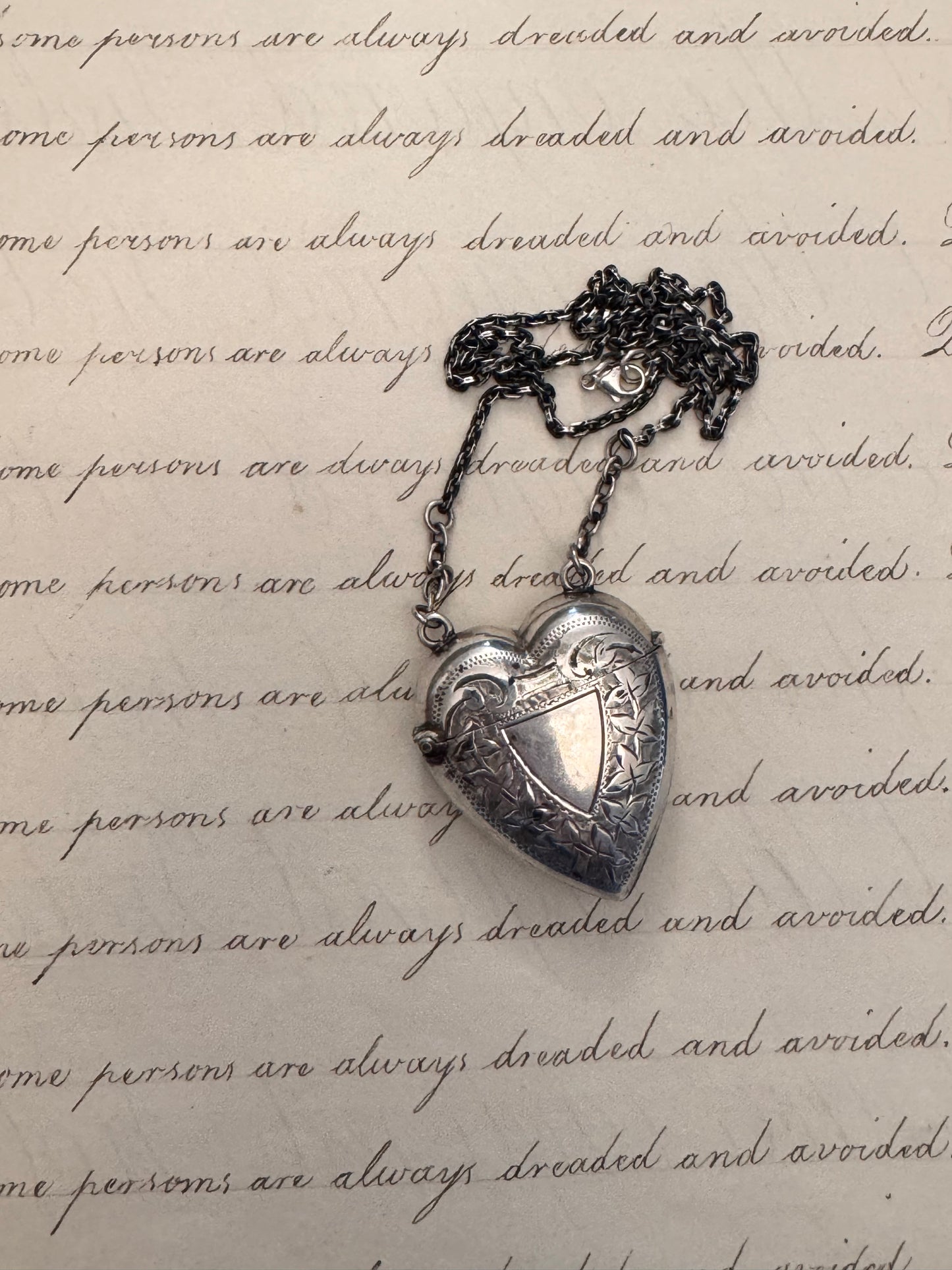 Victorian Silver Heart Shaped Match Safe on Chain