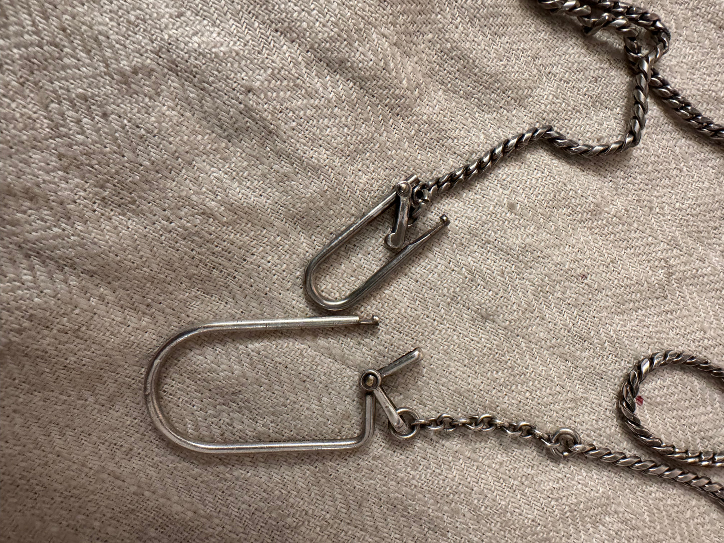 Fabulous Silver Watch Chain with 2 Charm Holders