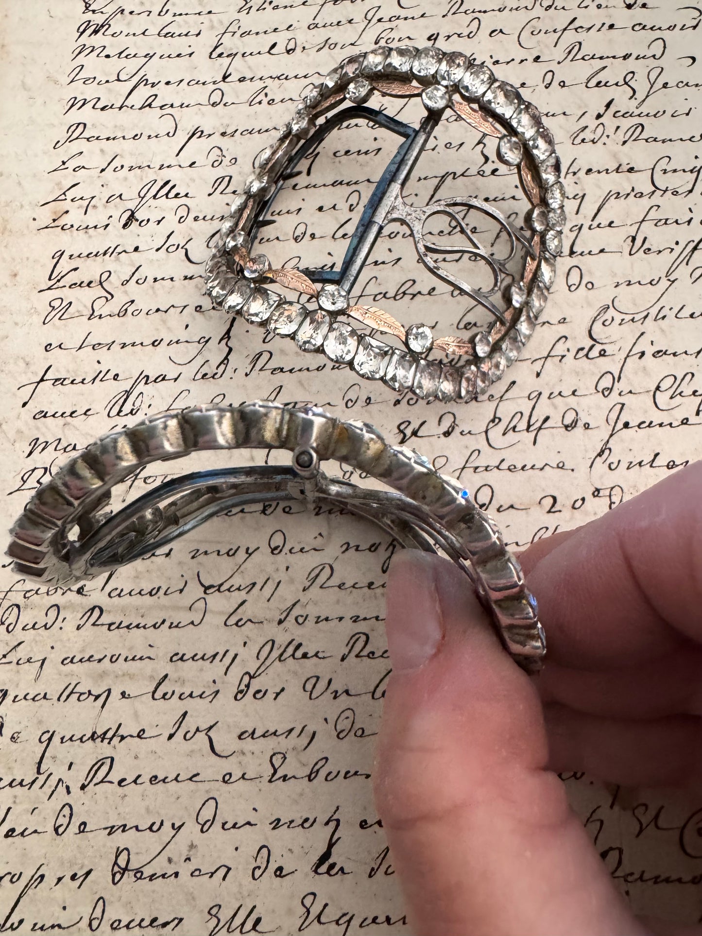 Pristine Pair of Georgian Paste Shoe Buckles in Original Box