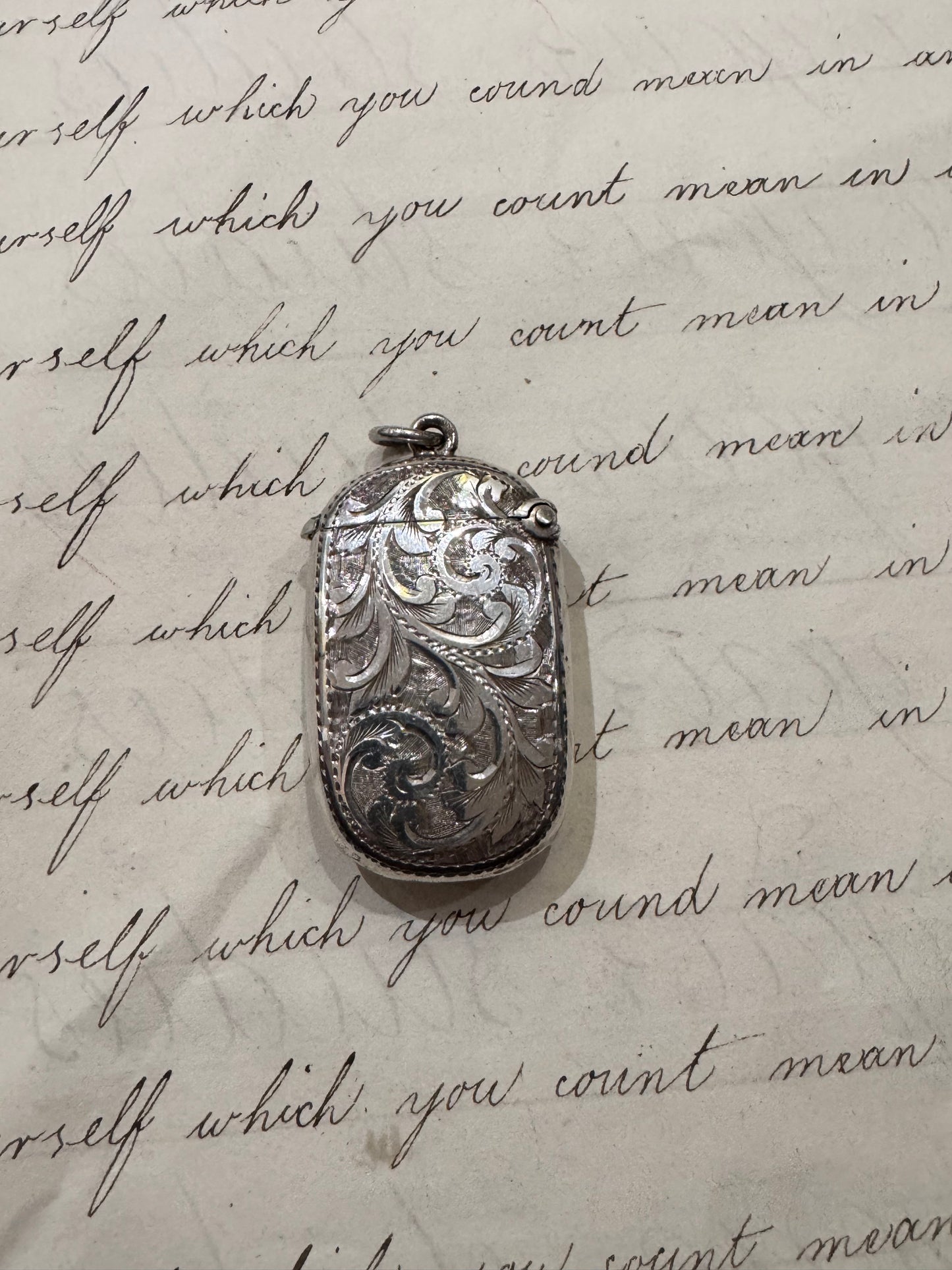 Small Rectangular Victorian Engraved Match Safe