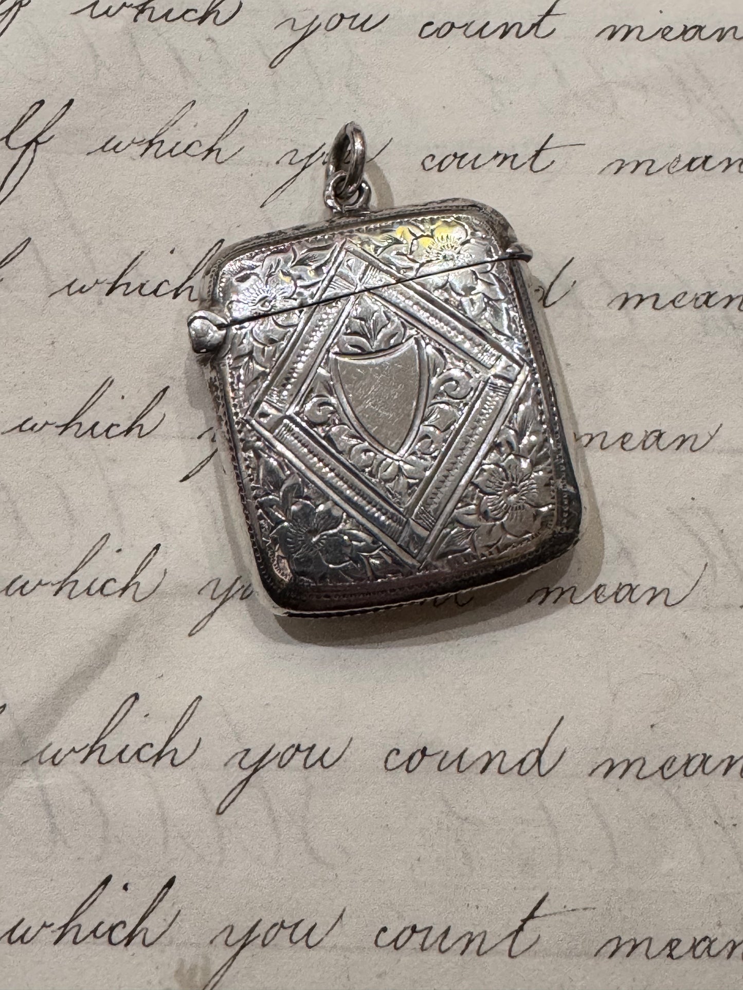 Small Engraved Victorian Match Safe with Space for Monogram