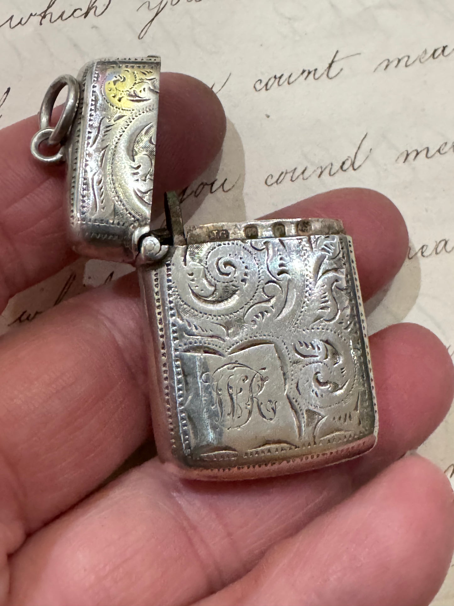 Small Engraved Victorian Match Safe with Initilas WR