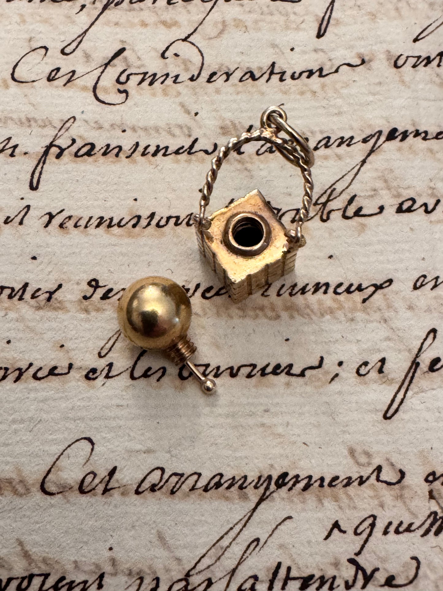 miniature vintage 14k gold perfume bottle charm