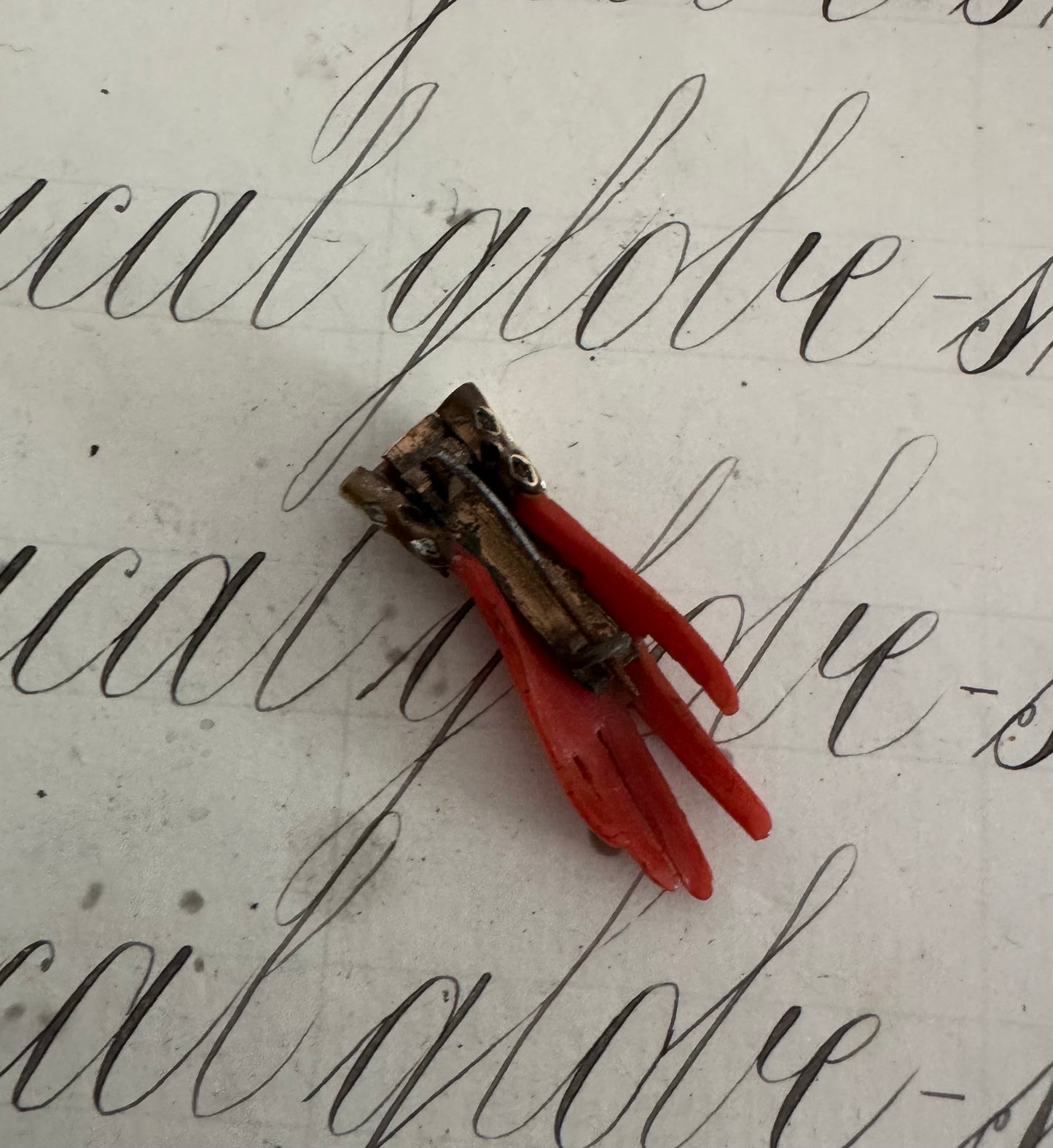 lovely, small antique celluloid hand pin