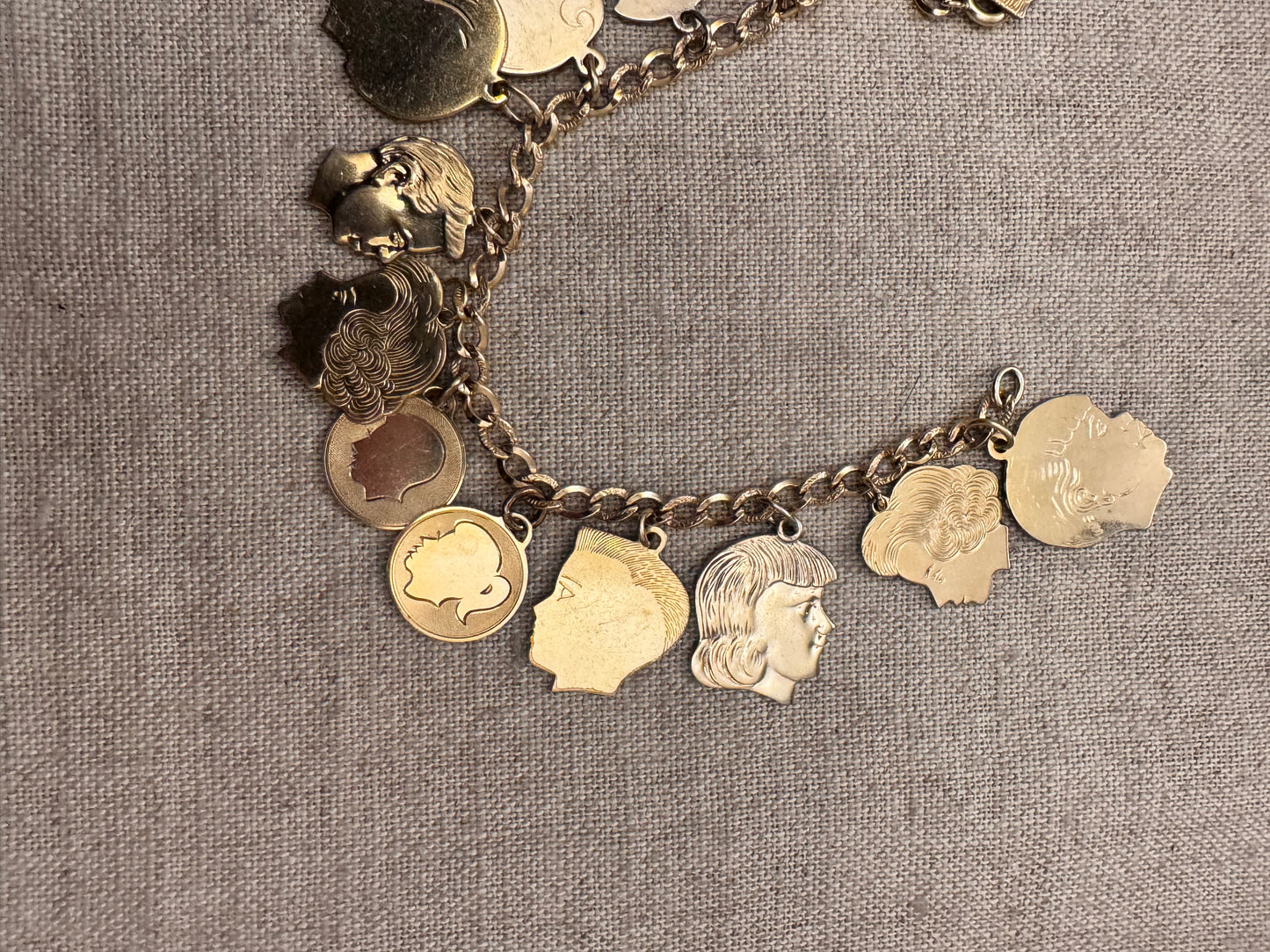 Gold Filled SilhouetteHeads Charm Bracelet