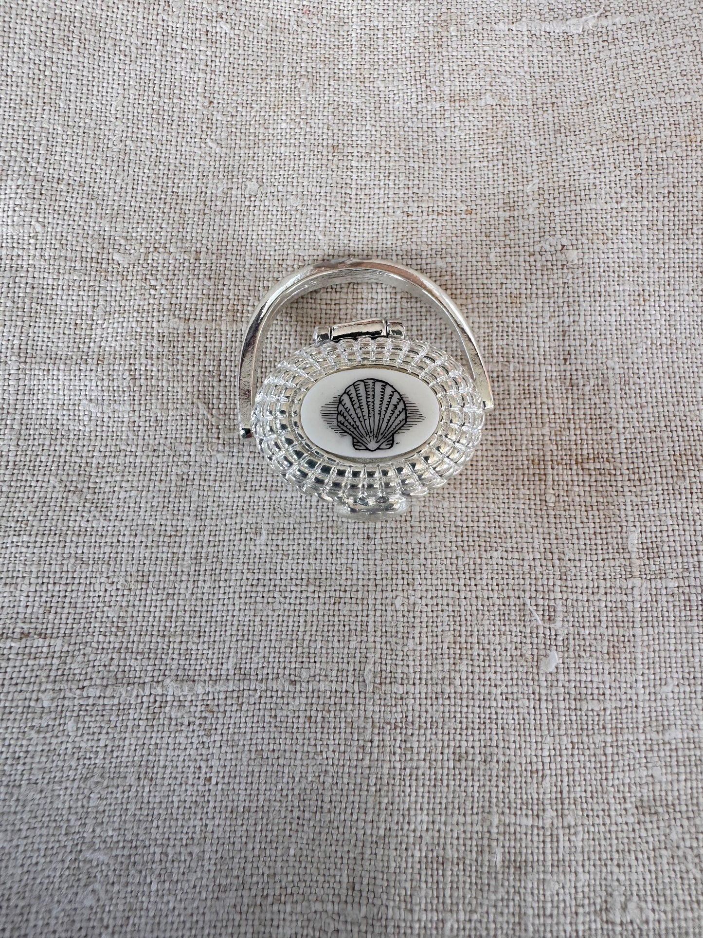 Miniature Silver Plated Nantucket Basket with Scallop Shell