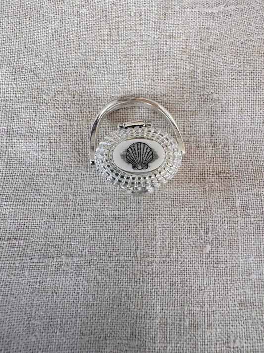 Miniature Silver Plated Nantucket Basket with Scallop Shell
