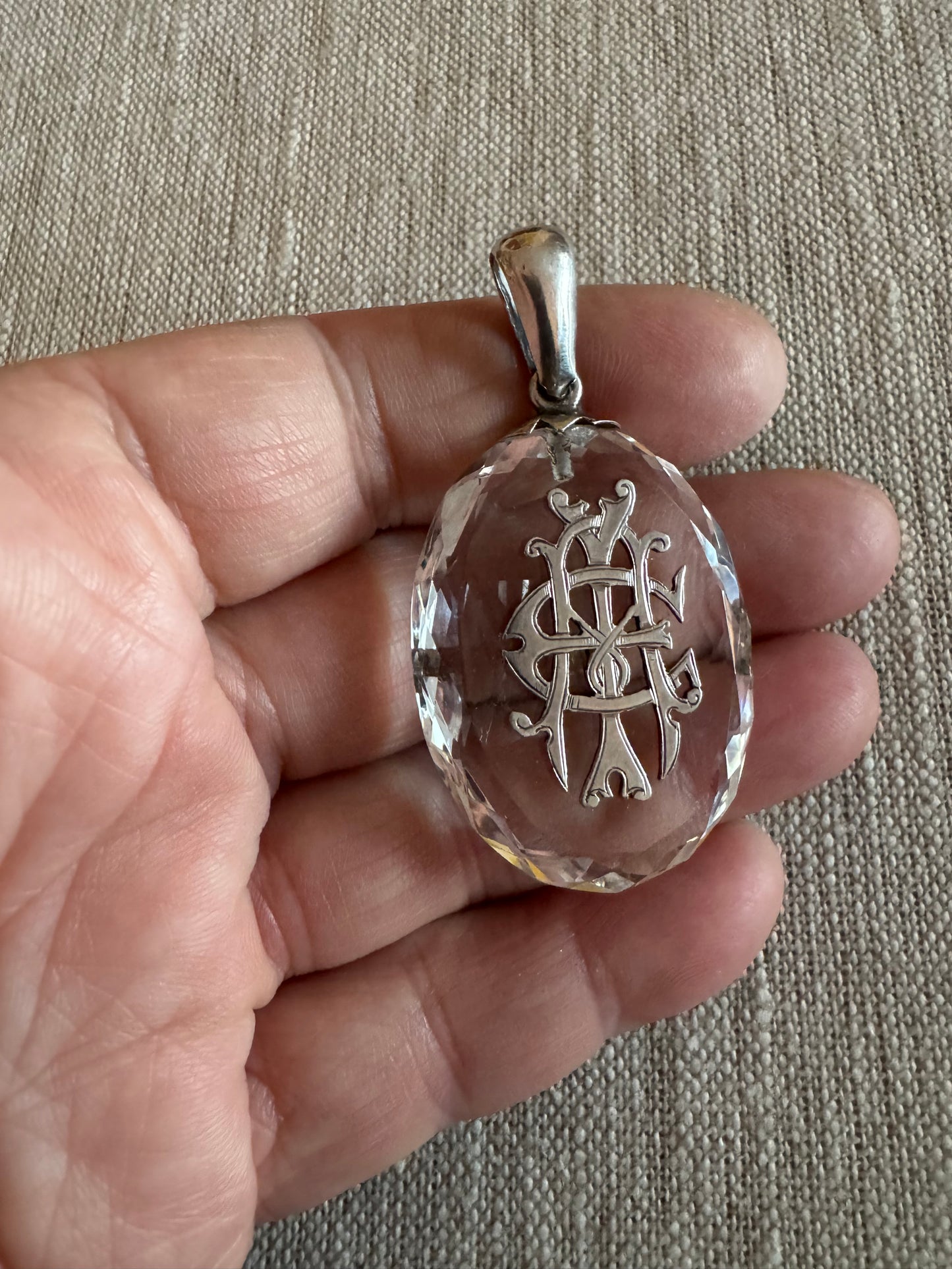 Exquisite Sentimental Victorian AEI Cut Crystal Pendant