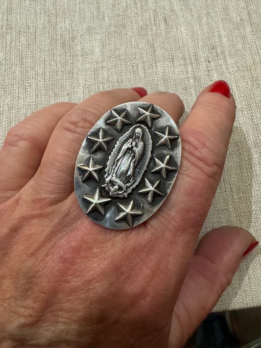 Our Lady of Guadalupe Silver Ring
