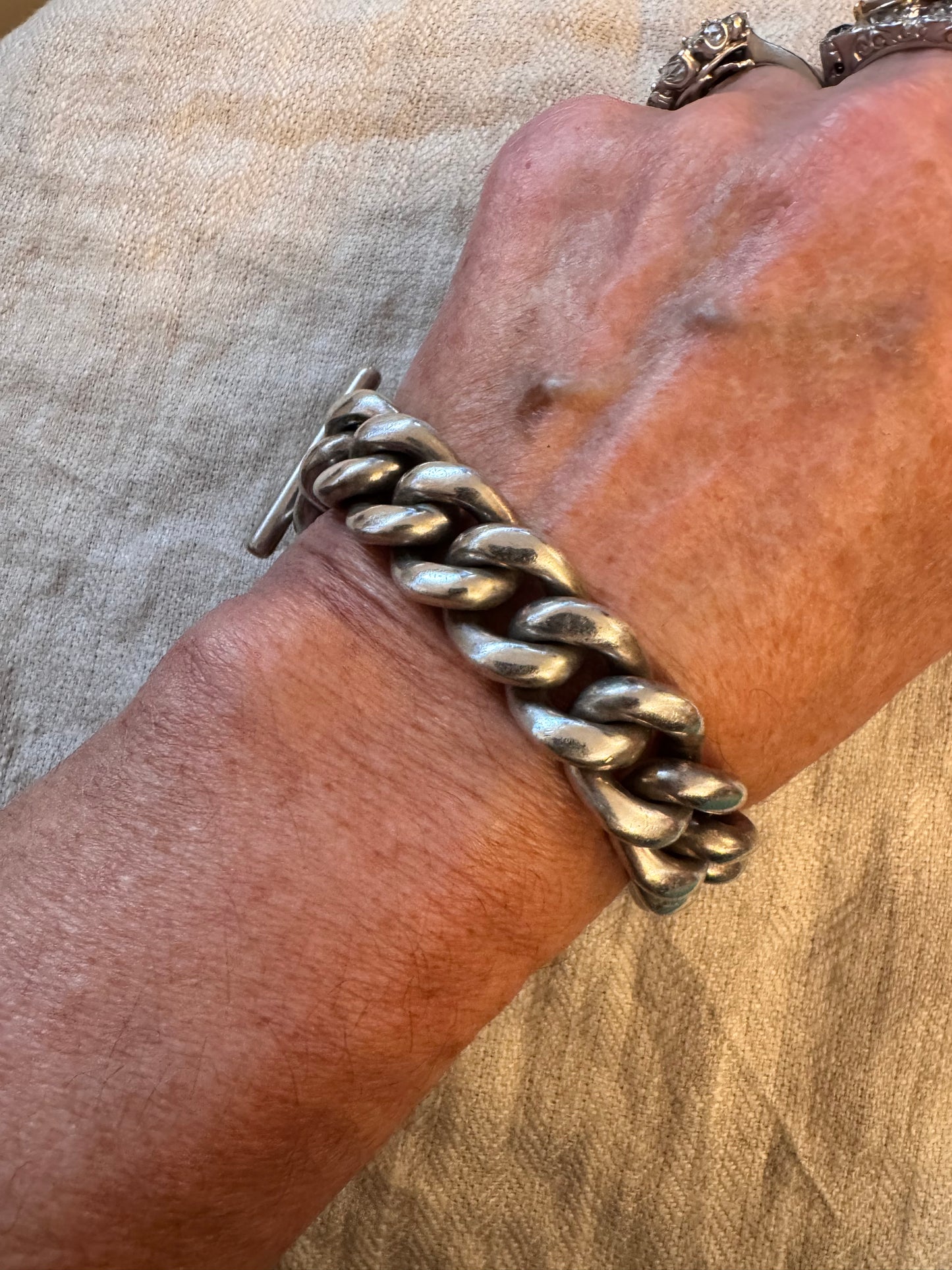 Massive Sterling Curb Link Bracelet with Toggle