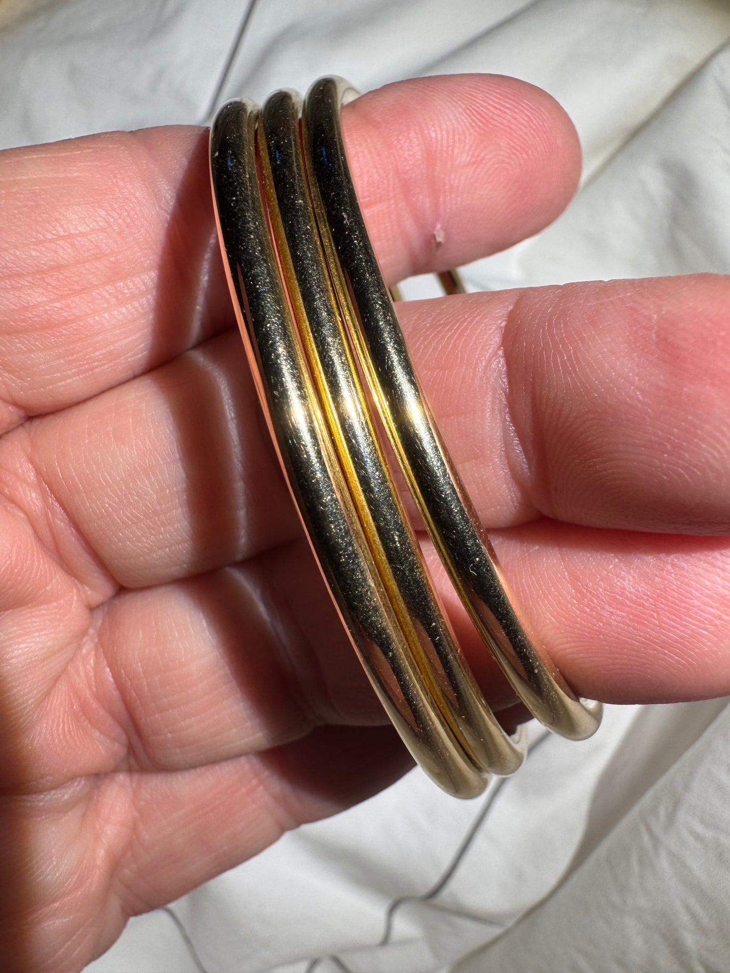 Gorgeous Set of Three 14k Gold Bangles