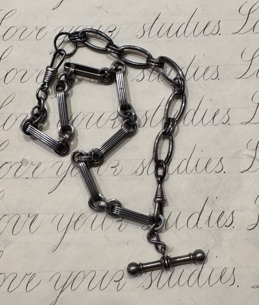 spectacular rare, Georgian steel watch chain