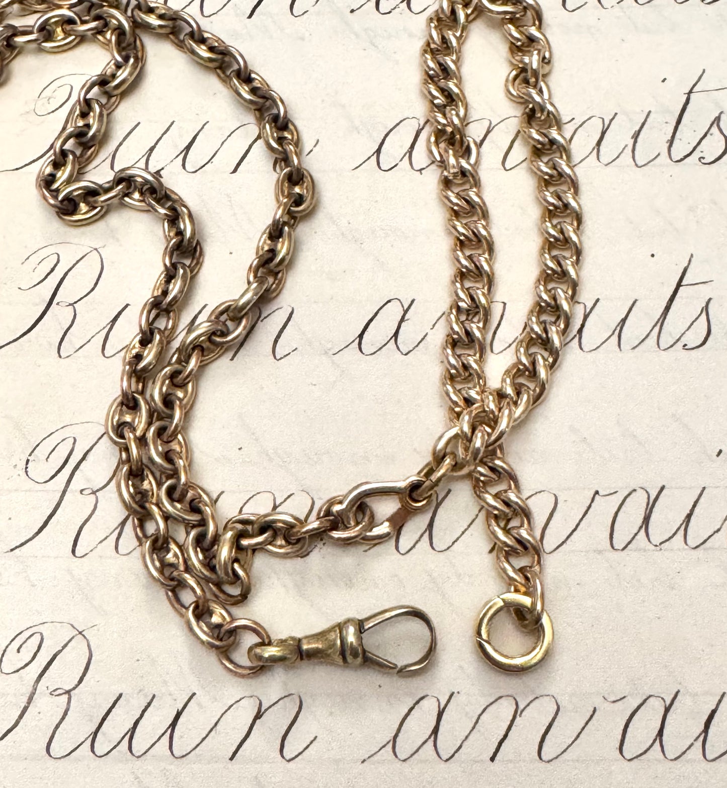 Antique Miniature Anchor and Curb Gold Filled Watch Chain