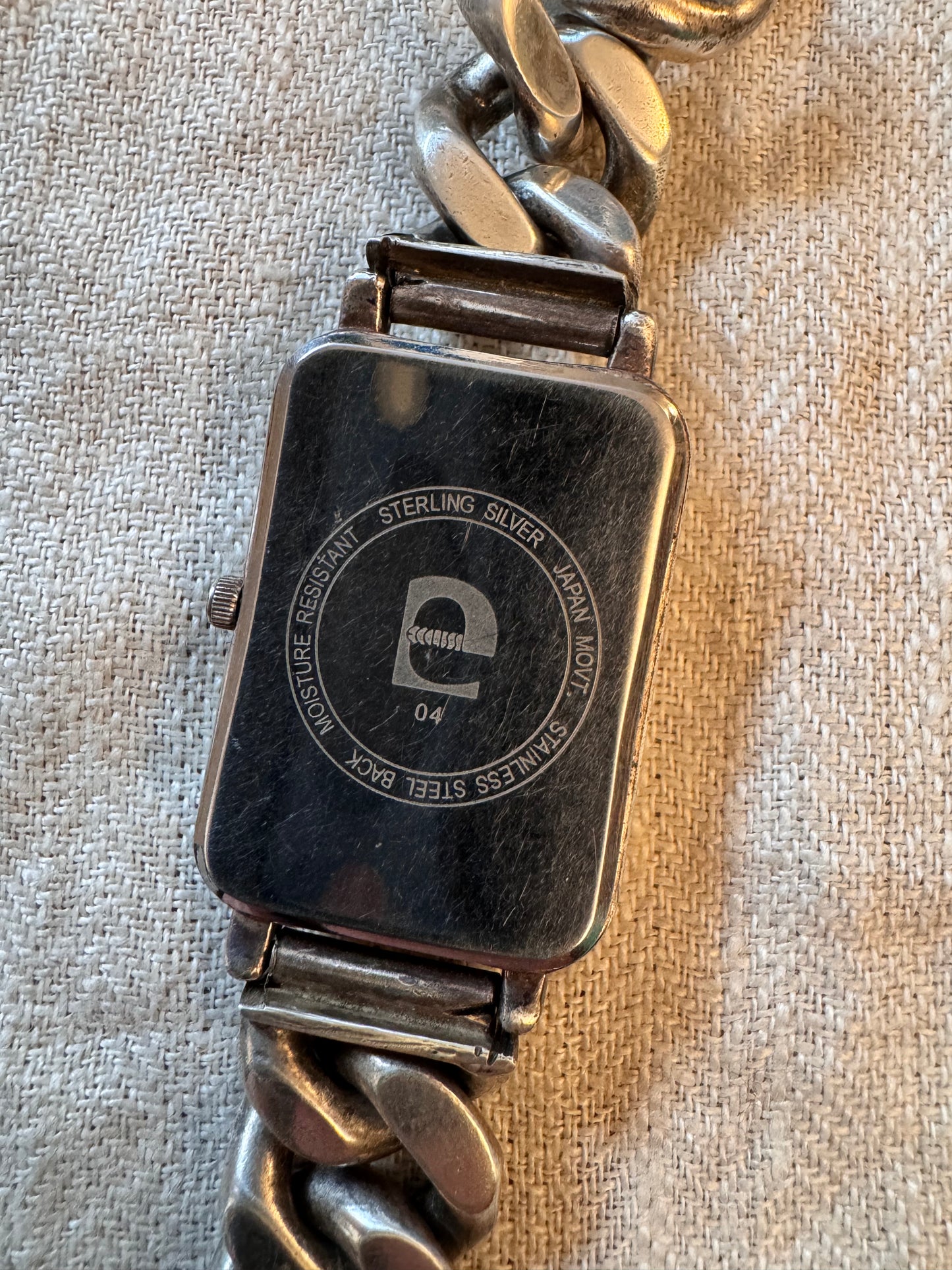 Sterling Silver Eclissi Watch with Heavy Sterling Curb Chain Strap