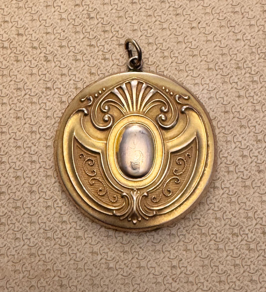 Large Round Gold Filled Art Nouveau Locket