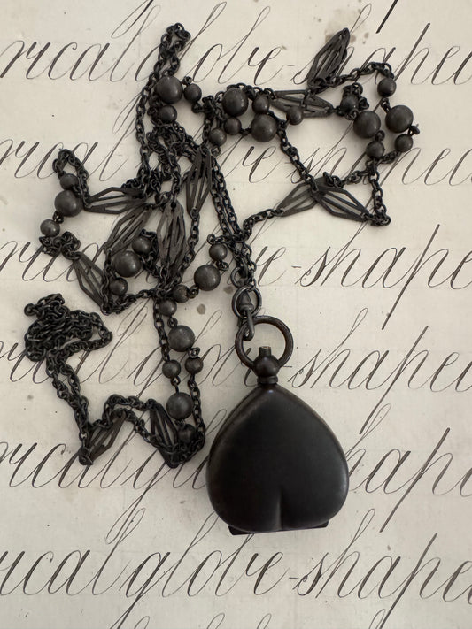 Spectacular Extremely Long Victorian Gunmetal Chain with  Coin Holder