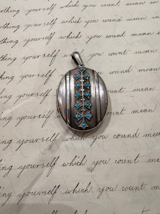 Beautiful Victorian English Locket with Turquoise