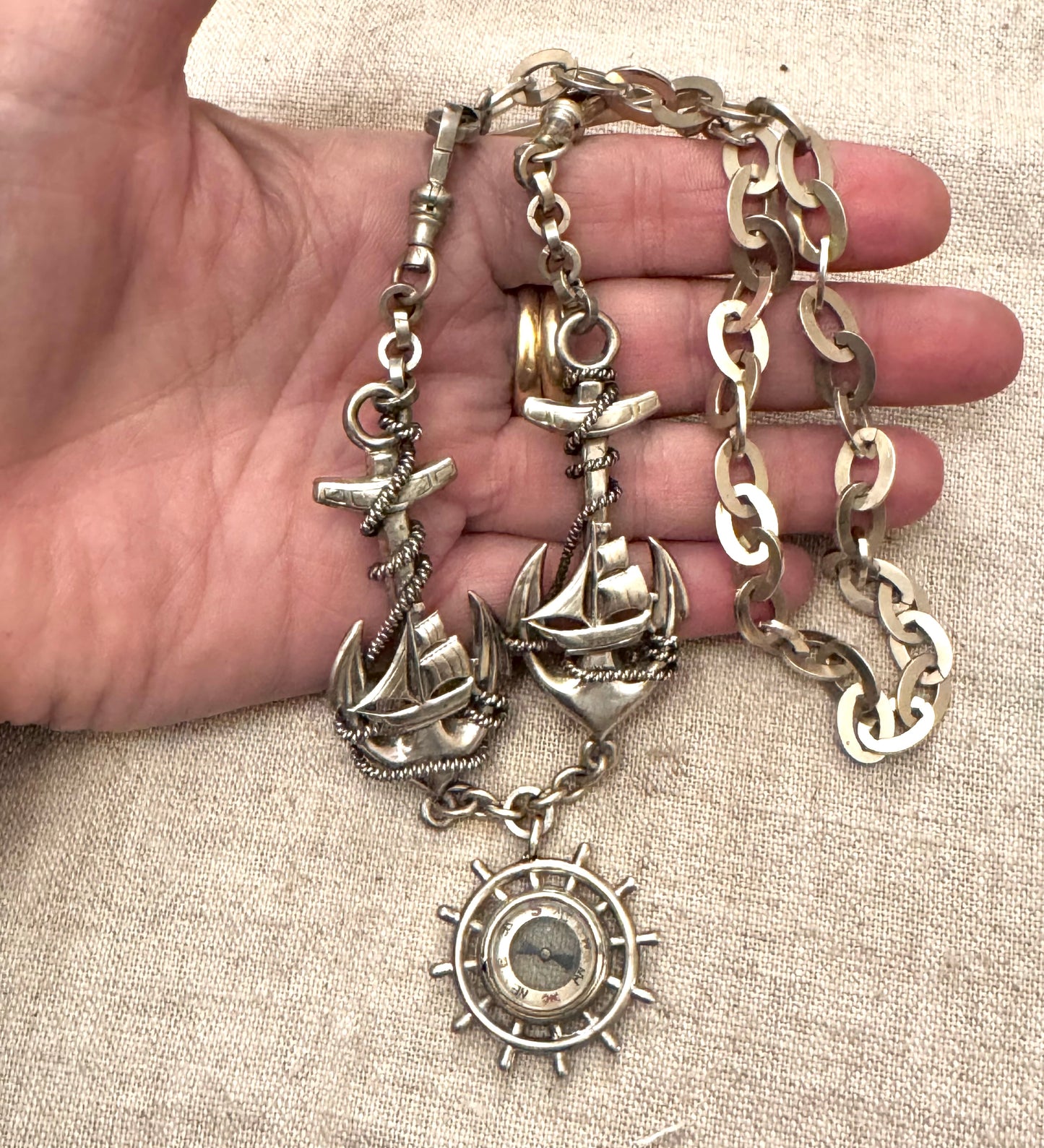 Spectacular Rare Nautical Watch Chain Necklace