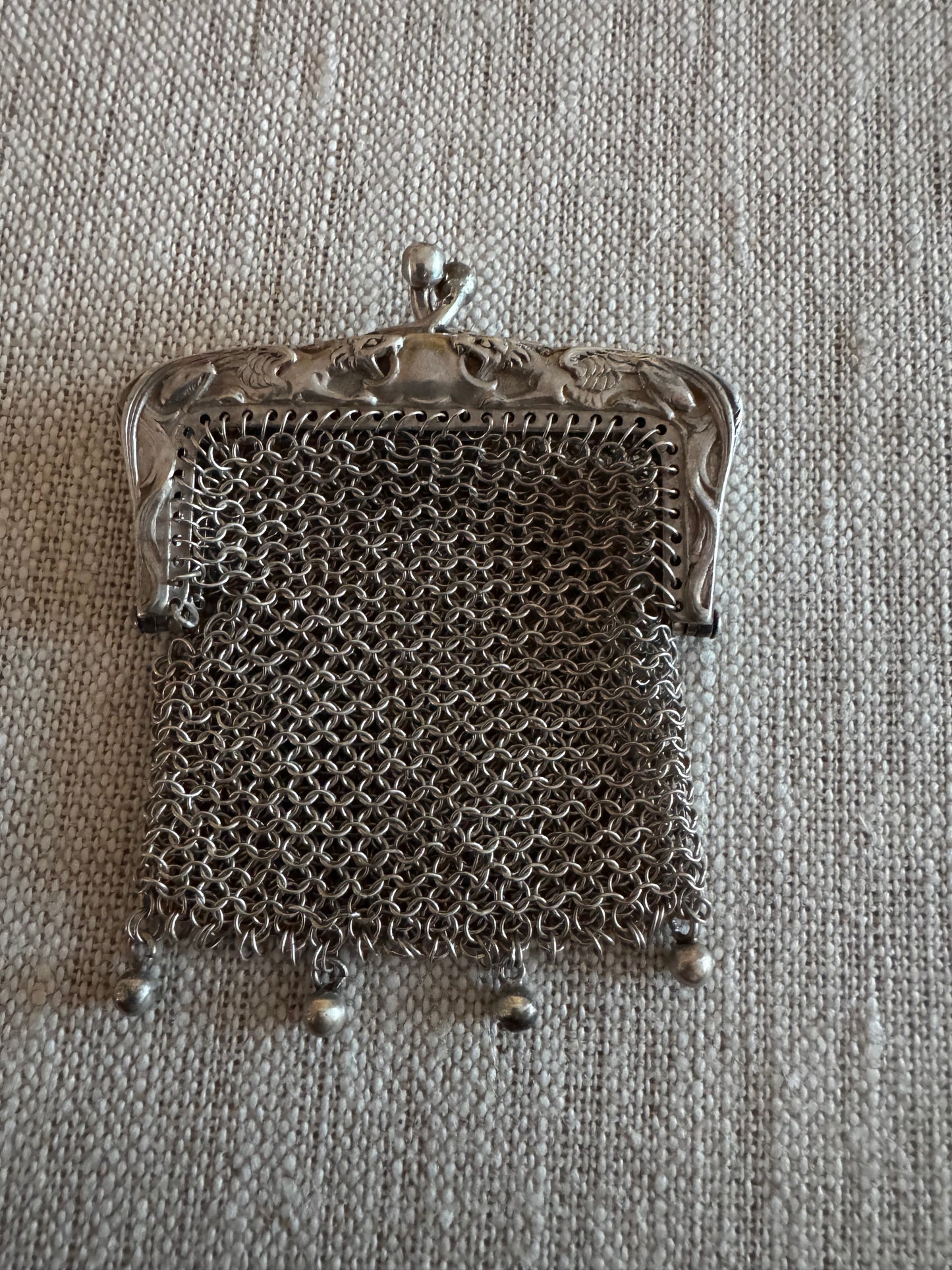 Antique French Silver Miniature Purse with Gryphons