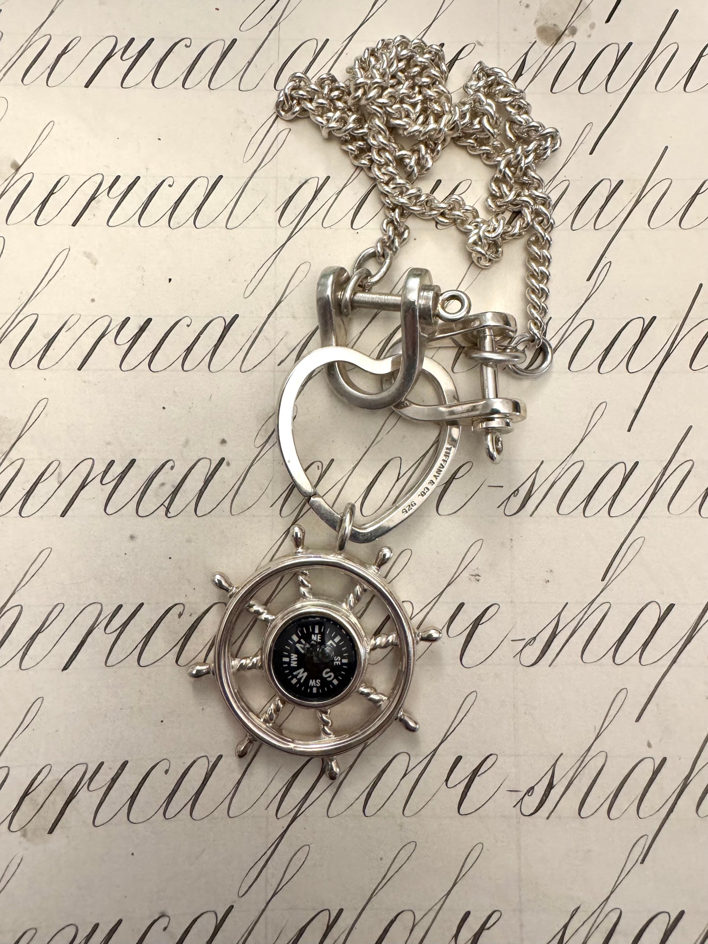 Amazing Vintage Sterling Tiffany Set with Chain, Heart Connector and Shackles