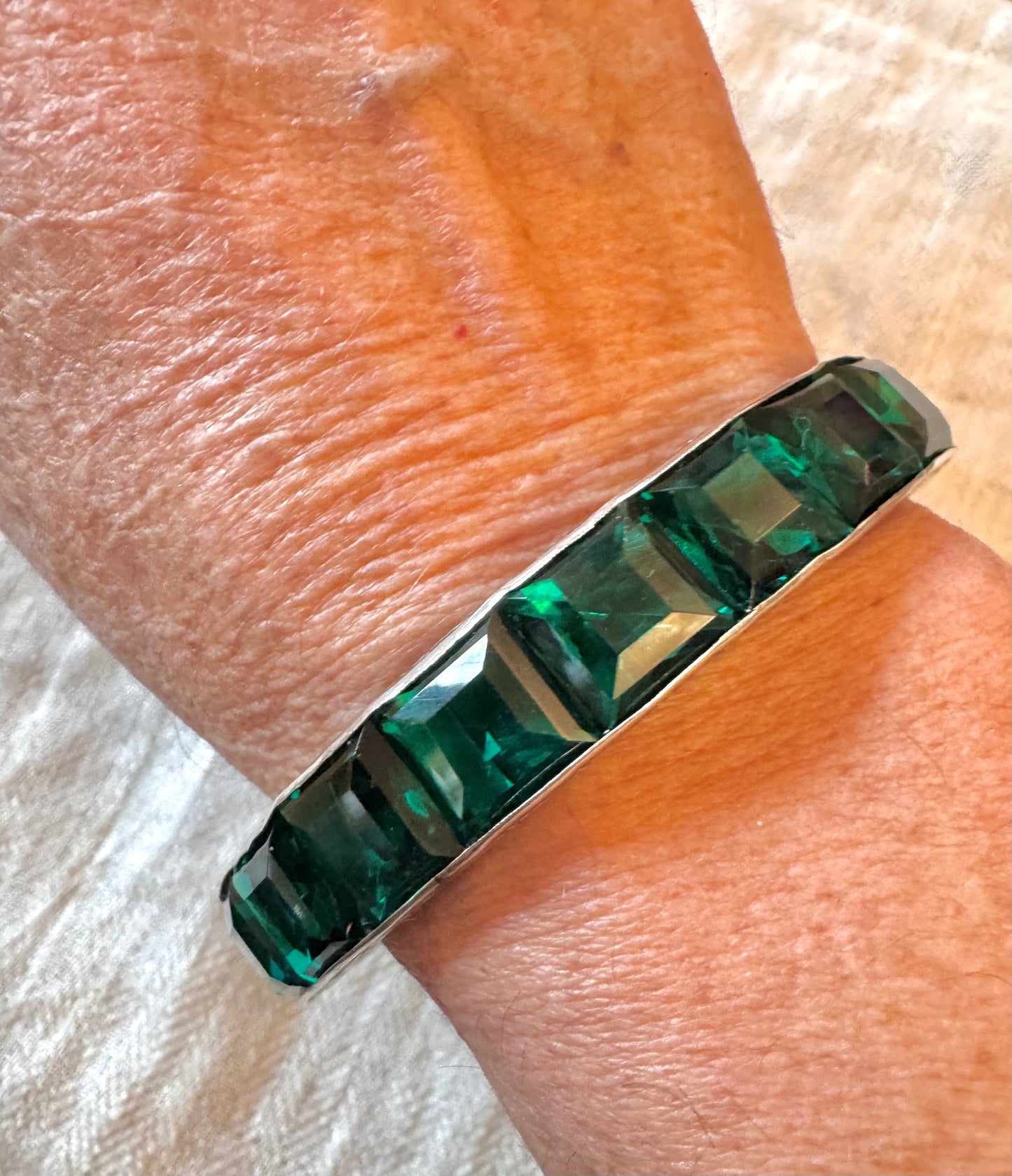 Amazing Green Paste and Silver Deco Bangle