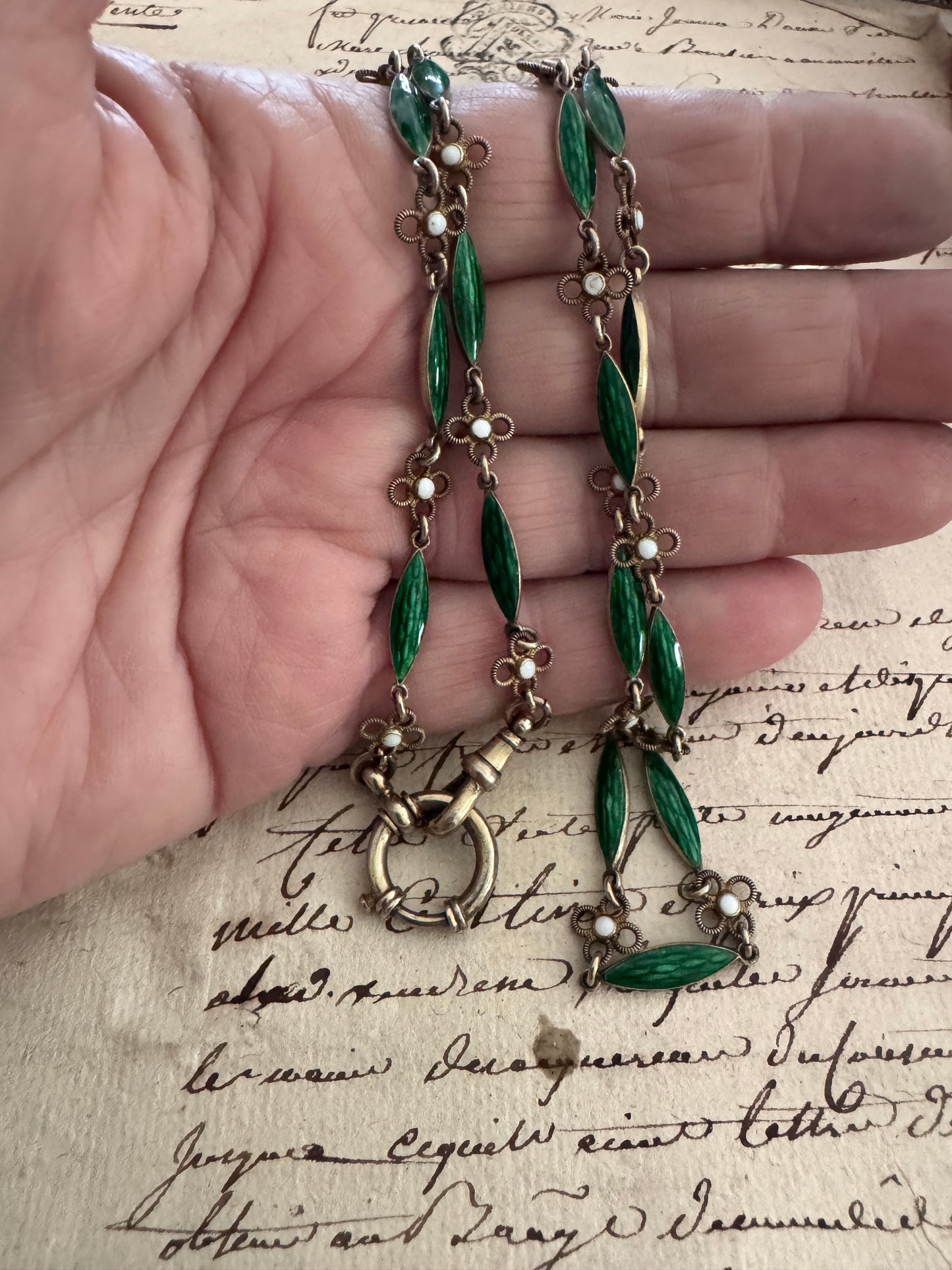 Antique Gilt Silver and Enamel Chain