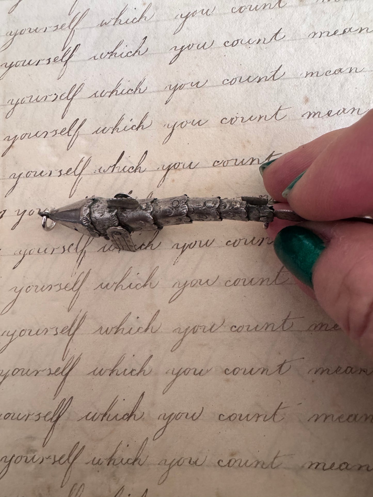 MEDIUM Antique Silver Articulated Fish D
