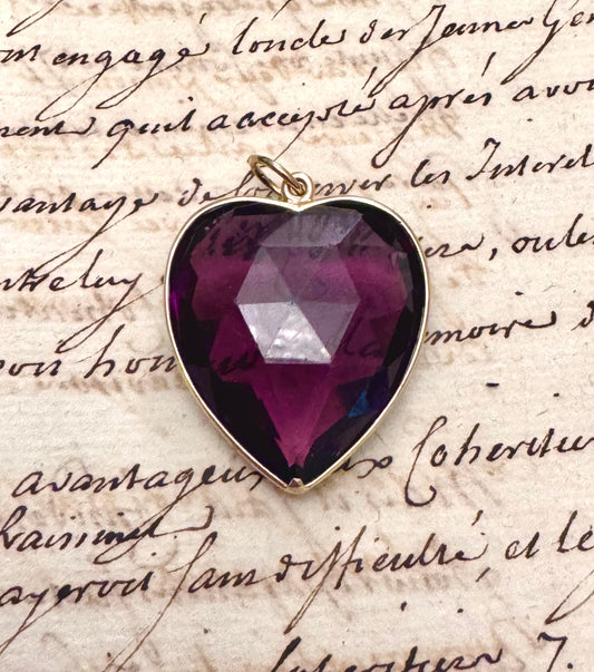 Huge Faceted Amethyst Heart in 14k Gold