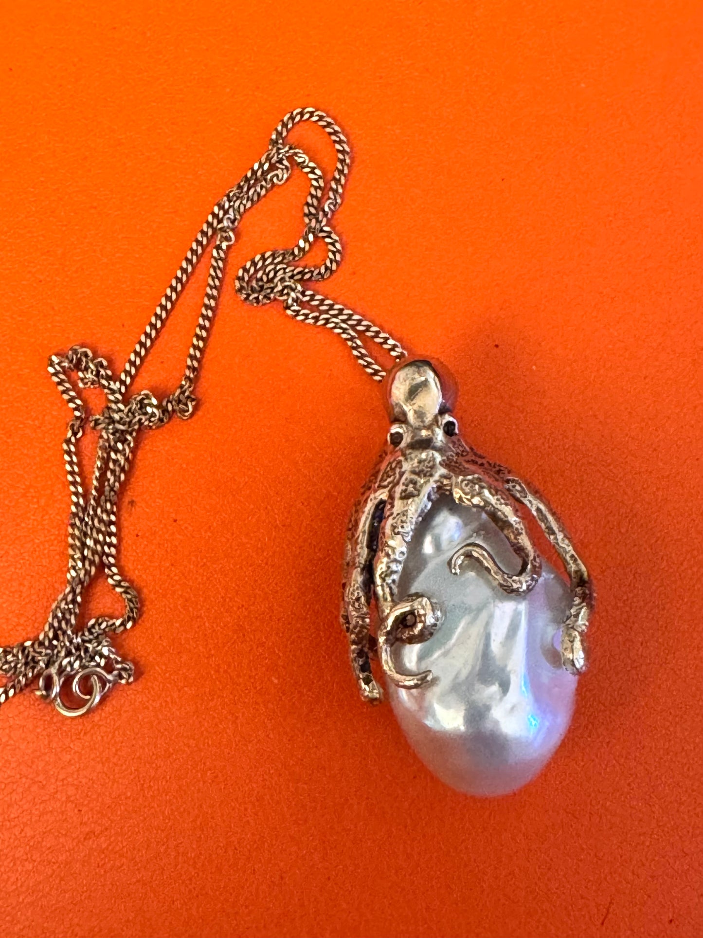 Giant Gold Octopus and Pearl Pendant