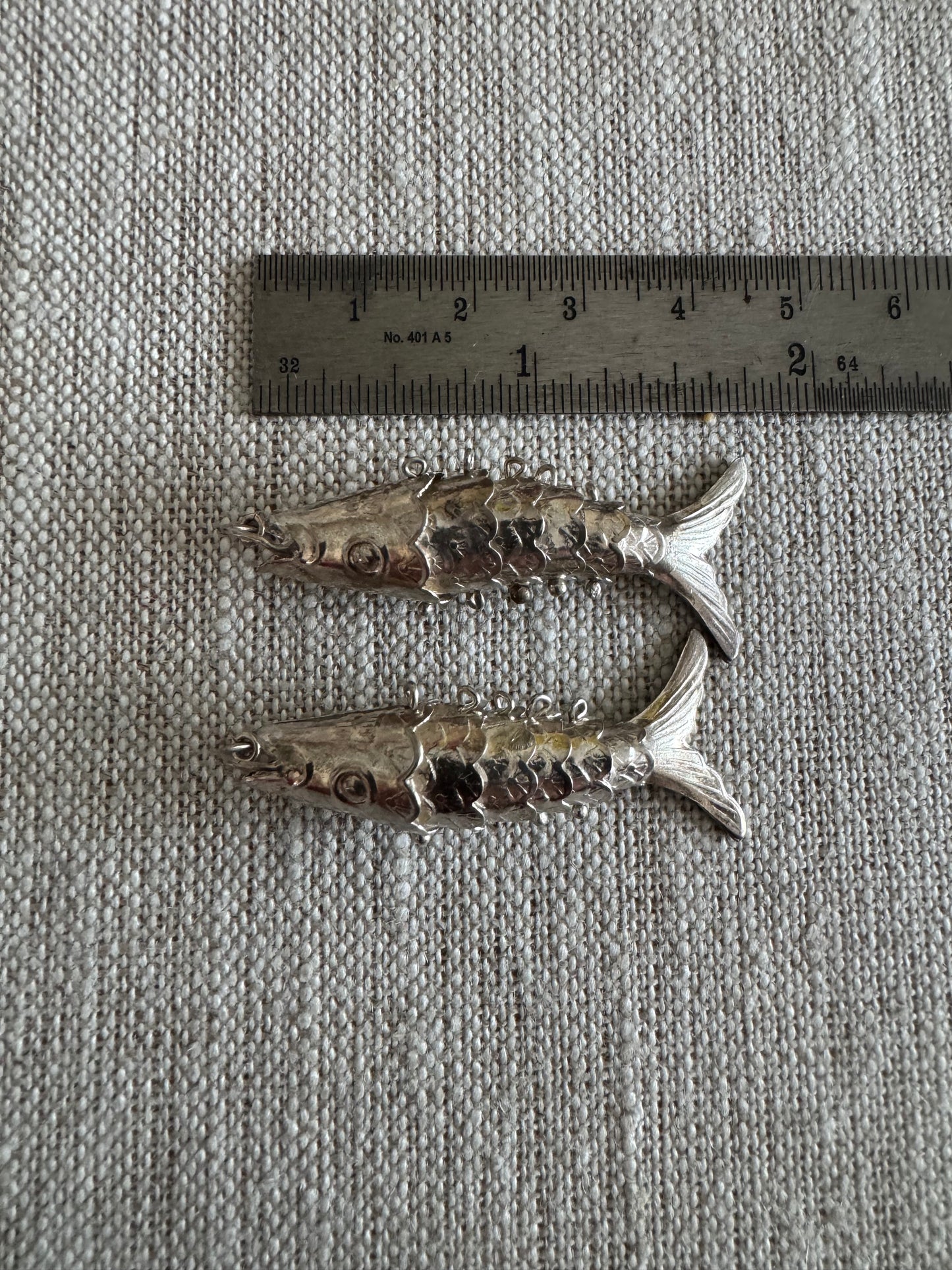Medium Antique Sterling Silver Articulated Fish