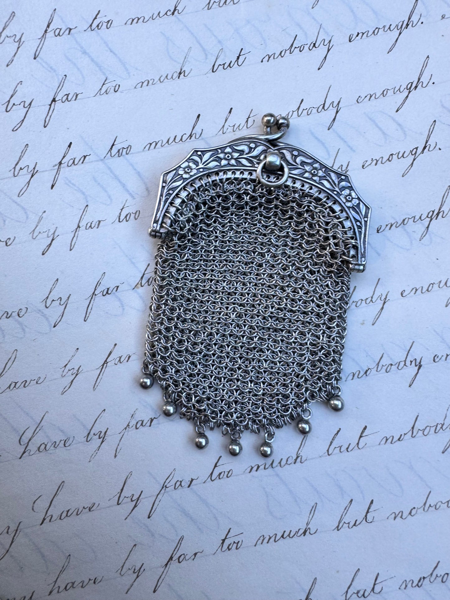 Antique French Silver Miniature Purse 3