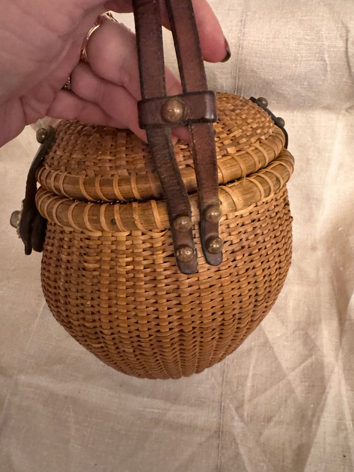 Rare Older Lightship Basket with Real Scallop Shell