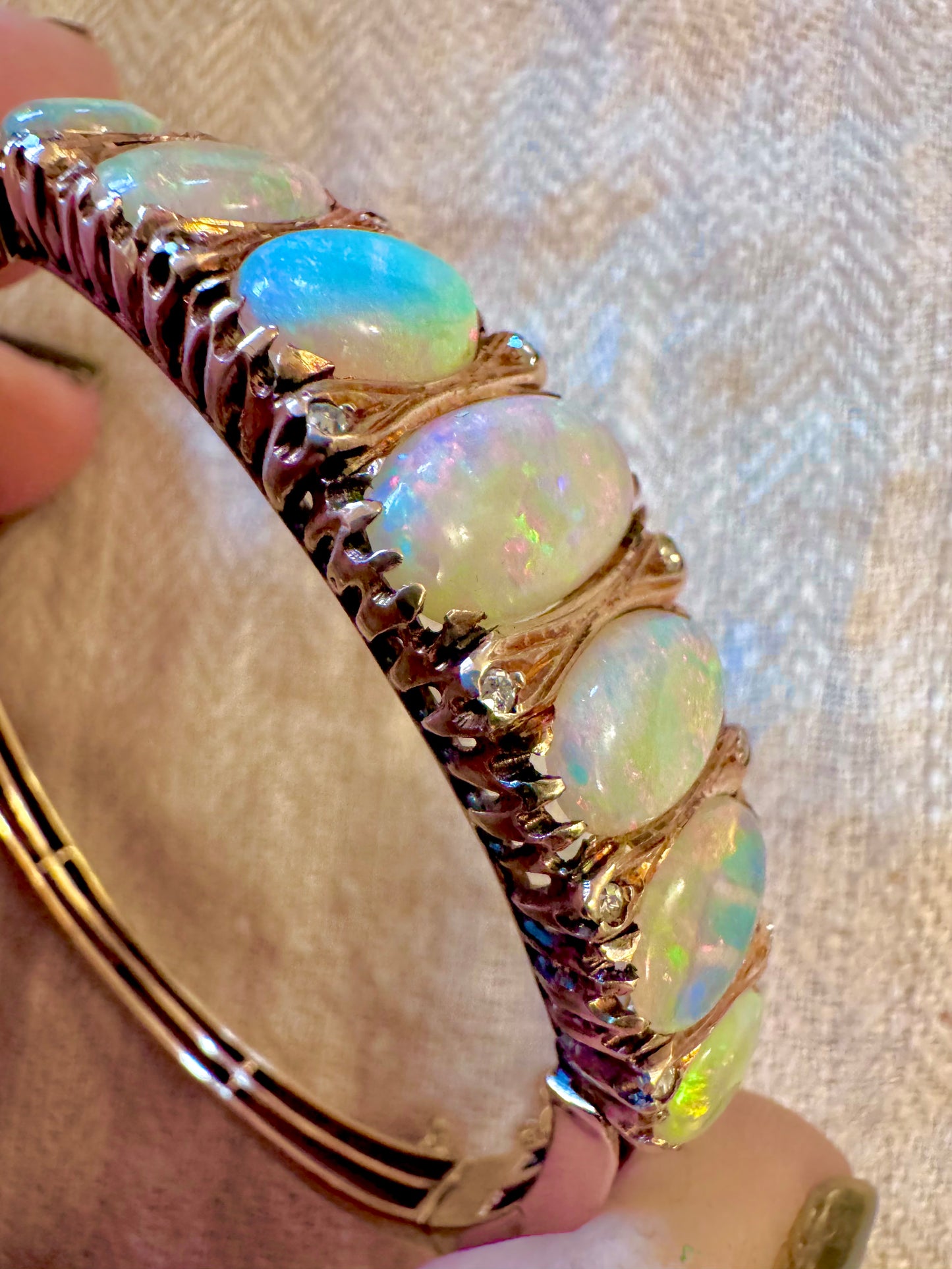 Large and Incandescent Victorian Opal Bracelet
