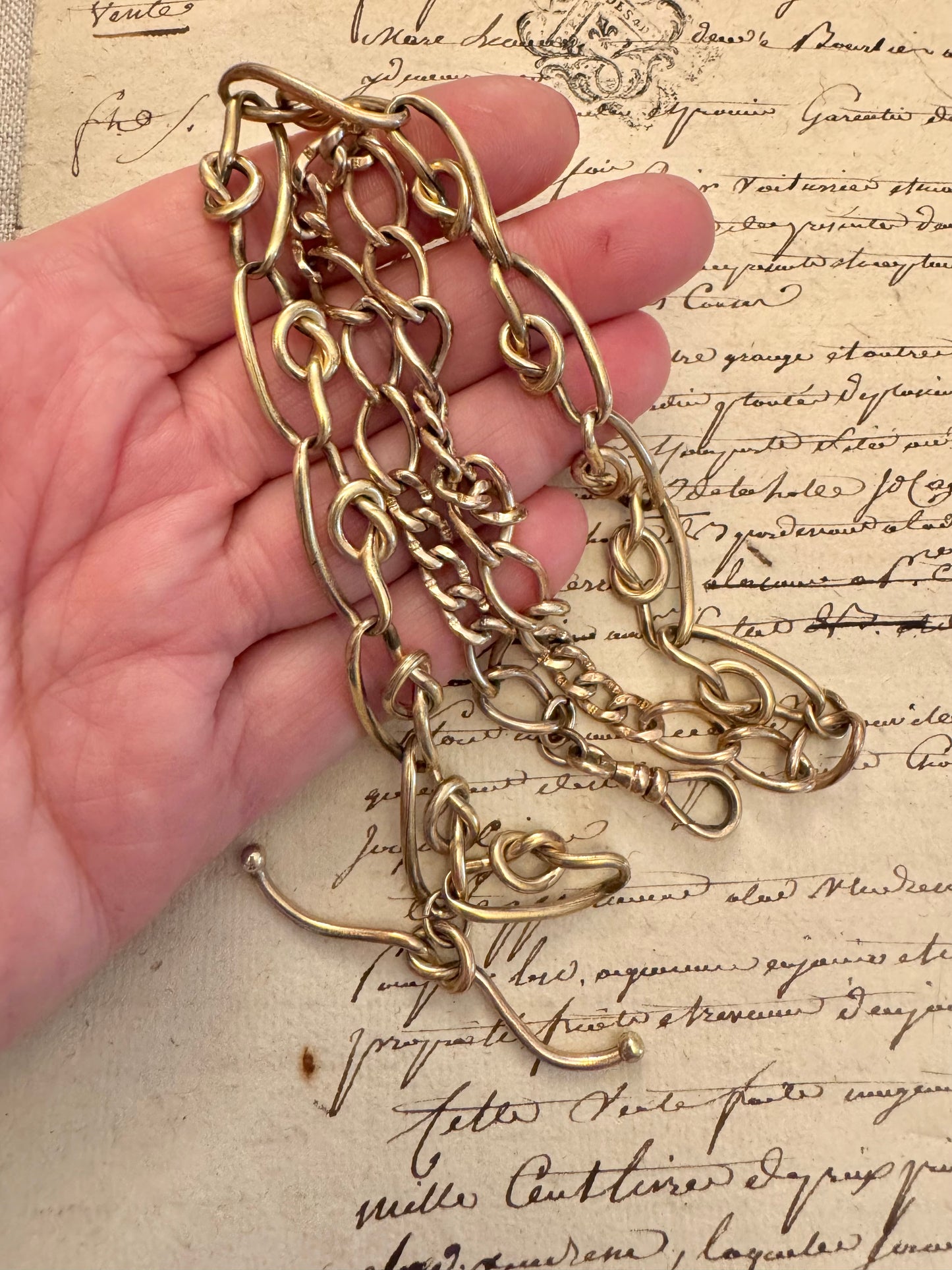 Heavy Victorian Gold Filled Knot Motif Watch Chain