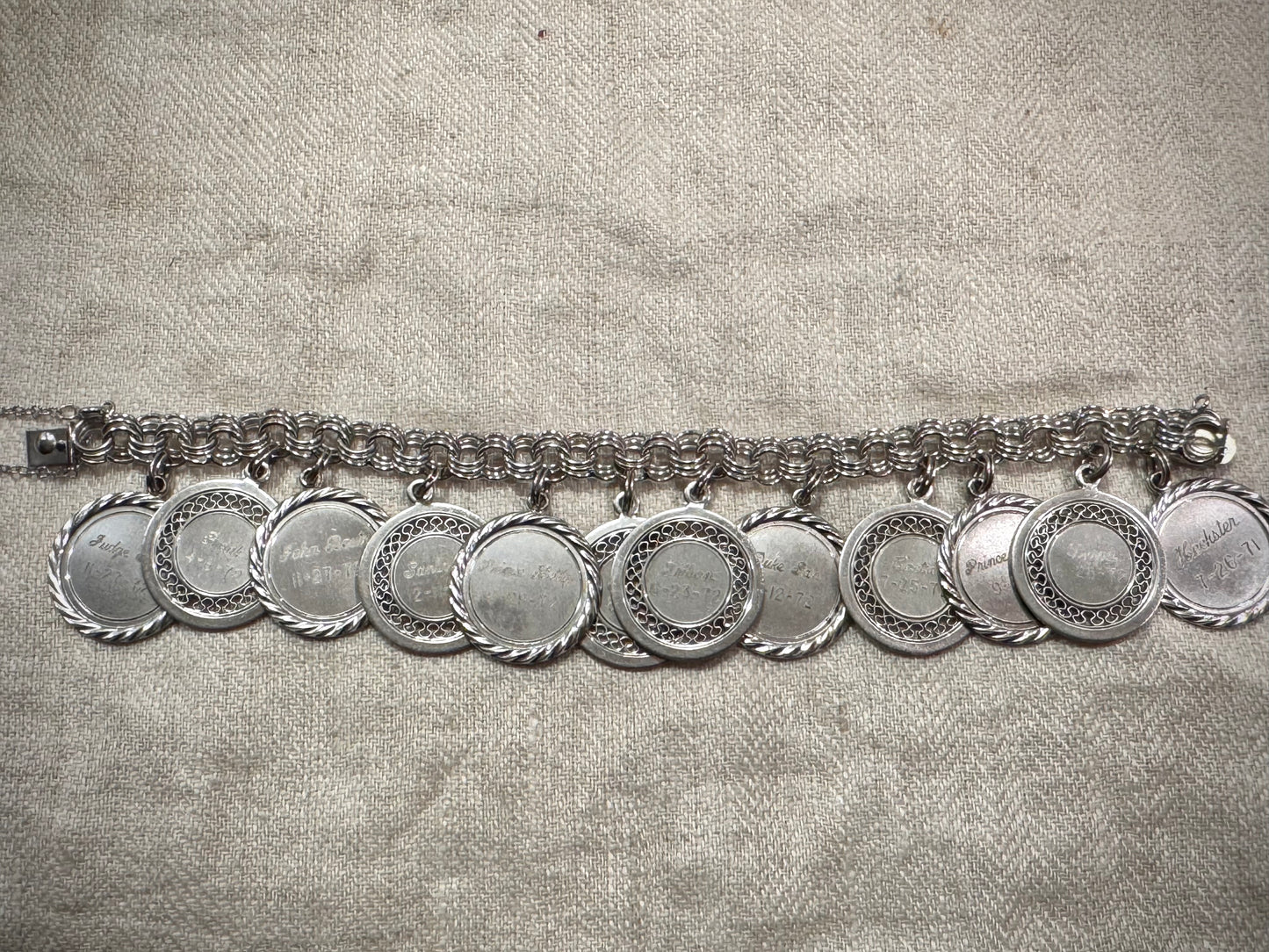 Spectacular Vintage Silver Charm Bracelet with Race Horses