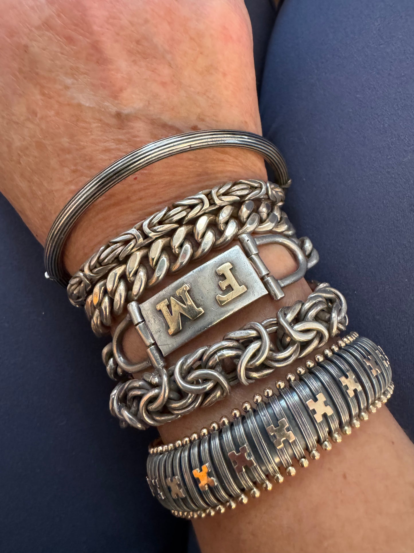 Gorgeous and Rare Niello Upper Arm Bangle