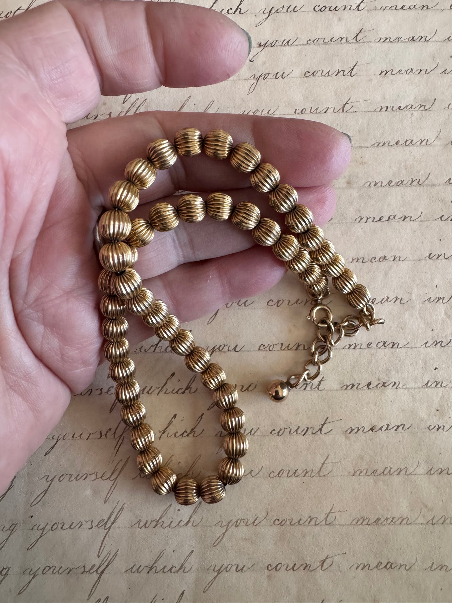 MEDIUM Vintage Fluted Gold Filled Beads