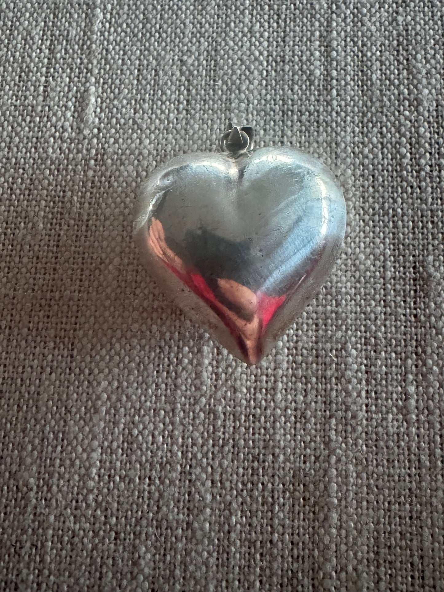Simple Large Puffy Silver Heart Pendant