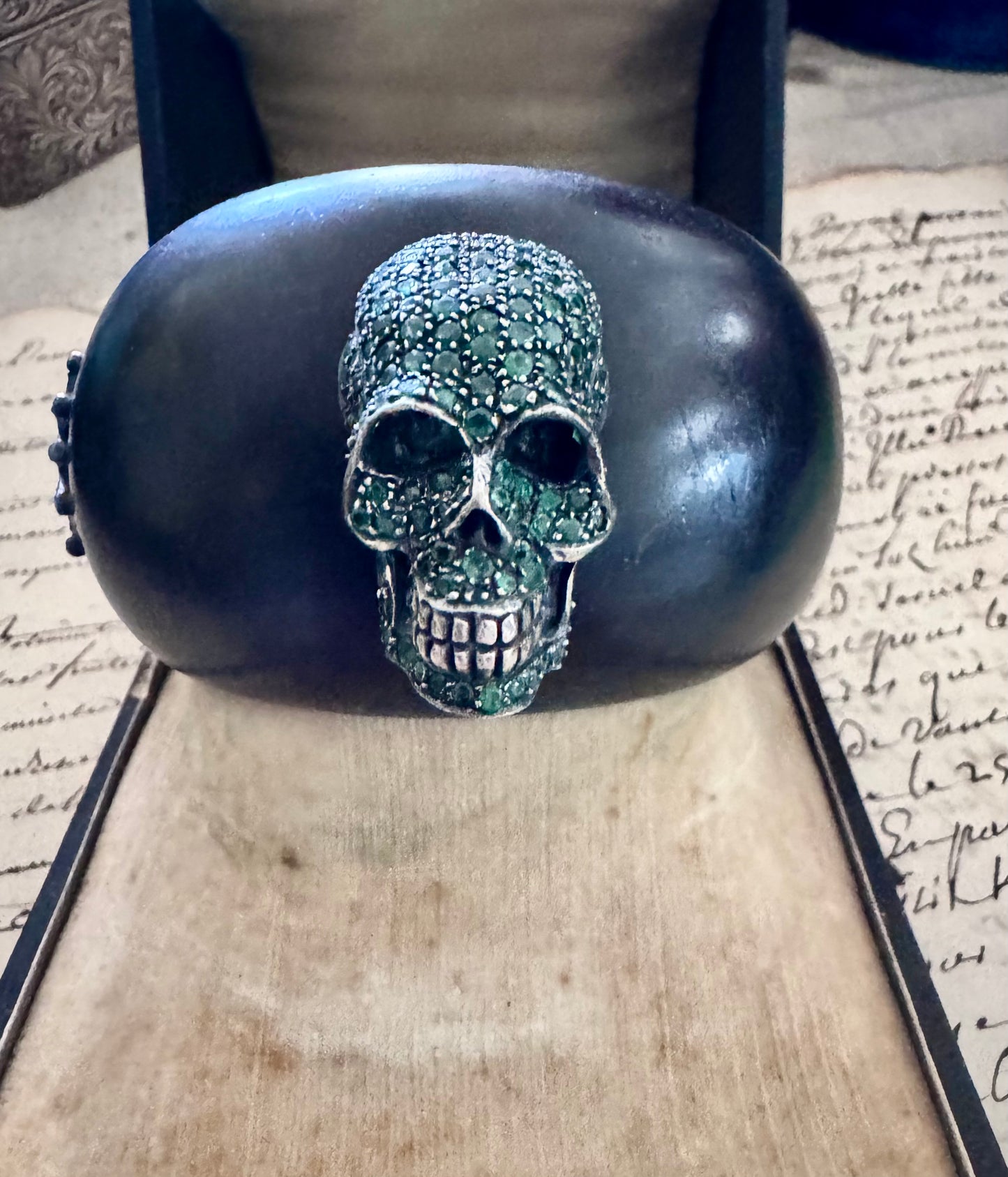 JKC Emerald and Ebony Skull Cuff