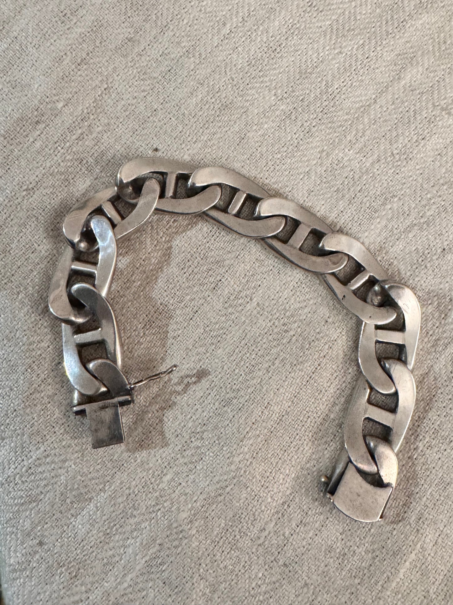 Heavy Sterling Vintage Mariner Link Bracelet